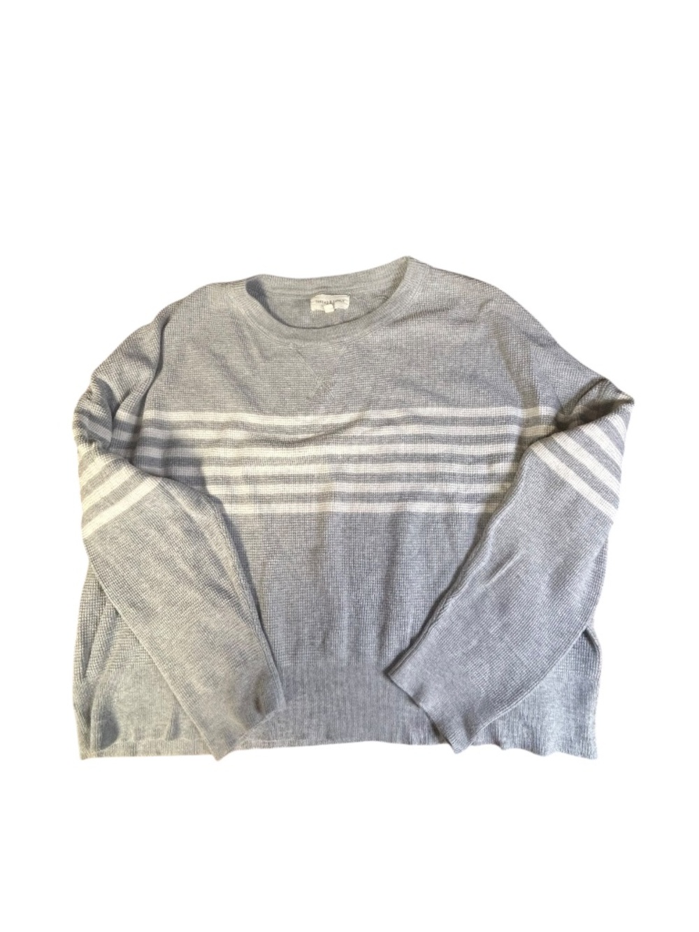 Thread & Supply Gray Striped Waffle Knit Pullover Sweater - Size L